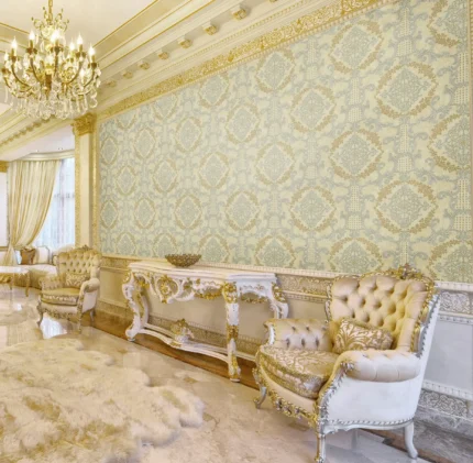 Cream Embossed Wallpaper – Metallic Texturing (6802-2)